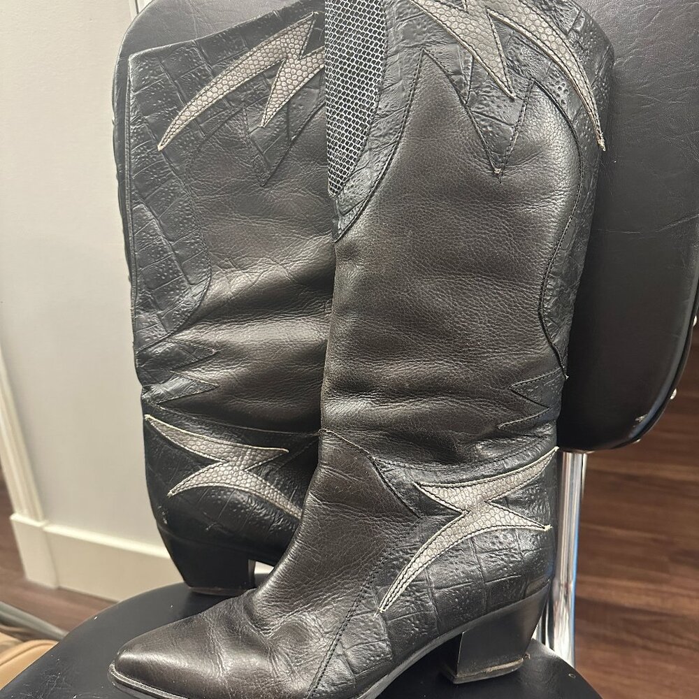 80's Punk Rock Vintage Leather Boots Genuine size 38 but will fit size 6.5 - 7